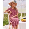 image:imageEkouaer Long Nightgowns for Women Bamboo Viscose Short Sleeve House DressesDark Pink