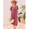 image:imageEkouaer Long Nightgowns for Women Bamboo Viscose Short Sleeve House DressesDark Pink