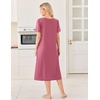 image:imageEkouaer Long Nightgowns for Women Bamboo Viscose Short Sleeve House DressesDark Pink
