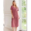 image:imageEkouaer Long Nightgowns for Women Bamboo Viscose Short Sleeve House DressesDark Pink