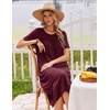 image:imageEkouaer Long Nightgowns for Women Bamboo Viscose Short Sleeve House DressesDark Red