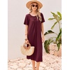 image:imageEkouaer Long Nightgowns for Women Bamboo Viscose Short Sleeve House DressesDark Red