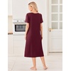 image:imageEkouaer Long Nightgowns for Women Bamboo Viscose Short Sleeve House DressesDark Red