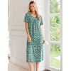 image:imageEkouaer Long Nightgowns for Women Bamboo Viscose Short Sleeve House DressesGreen White Florals
