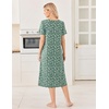 image:imageEkouaer Long Nightgowns for Women Bamboo Viscose Short Sleeve House DressesGreen White Florals