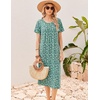 image:imageEkouaer Long Nightgowns for Women Bamboo Viscose Short Sleeve House DressesGreen White Florals