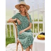 image:imageEkouaer Long Nightgowns for Women Bamboo Viscose Short Sleeve House DressesGreen White Florals