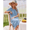 image:imageEkouaer Long Nightgowns for Women Bamboo Viscose Short Sleeve House DressesLight Blue