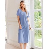 image:imageEkouaer Long Nightgowns for Women Bamboo Viscose Short Sleeve House DressesLight Blue