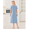image:imageEkouaer Long Nightgowns for Women Bamboo Viscose Short Sleeve House DressesLight Blue