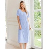 image:imageEkouaer Long Nightgowns for Women Bamboo Viscose Short Sleeve House DressesLight Blue Floral