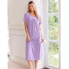 image:imageEkouaer Long Nightgowns for Women Bamboo Viscose Short Sleeve House DressesLight Purple