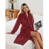 image:imageEkouaer Long Robes for Women Super Soft Plush Fleece Warm Towel BathrobeBurgundy