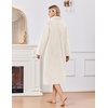 image:imageEkouaer Plush Robes for Women Button Front Long BathrobeBeige
