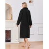 image:imageEkouaer Plush Robes for Women Button Front Long BathrobeBlack