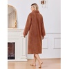 image:imageEkouaer Plush Robes for Women Button Front Long BathrobeCamel