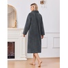 image:imageEkouaer Plush Robes for Women Button Front Long BathrobeGrey