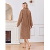 image:imageEkouaer Plush Robes for Women Button Front Long BathrobeKhaki