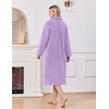 image:imageEkouaer Plush Robes for Women Button Front Long BathrobeLavender