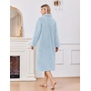image:imageEkouaer Plush Robes for Women Button Front Long BathrobeLight Blue
