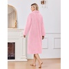 image:imageEkouaer Plush Robes for Women Button Front Long BathrobePink