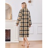 image:imageEkouaer Plush Robes for Women Button Front Long BathrobePlaid Khaki