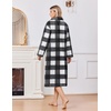 image:imageEkouaer Plush Robes for Women Button Front Long BathrobePlaid White