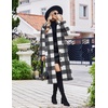 image:imageEkouaer Plush Robes for Women Button Front Long BathrobePlaid White