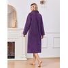image:imageEkouaer Plush Robes for Women Button Front Long BathrobePurple