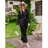 image:imageEkouaer Satin Pajamas for Women Set 2 Piece Silk Pjs Long Sleeve Lounge SetBlack