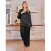 image:imageEkouaer Satin Pajamas for Women Set 2 Piece Silk Pjs Long Sleeve Lounge SetBlack