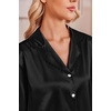 image:imageEkouaer Satin Pajamas for Women Set 2 Piece Silk Pjs Long Sleeve Lounge SetBlack
