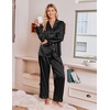 image:imageEkouaer Satin Pajamas for Women Set 2 Piece Silk Pjs Long Sleeve Lounge SetBlack