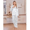 image:imageEkouaer Satin Pajamas for Women Set 2 Piece Silk Pjs Long Sleeve Lounge SetBlue Floral Bows