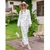 image:imageEkouaer Satin Pajamas for Women Set 2 Piece Silk Pjs Long Sleeve Lounge SetBlue Floral Bows