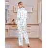 image:imageEkouaer Satin Pajamas for Women Set 2 Piece Silk Pjs Long Sleeve Lounge SetBlue Floral Bows