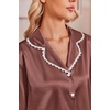 image:imageEkouaer Satin Pajamas for Women Set 2 Piece Silk Pjs Long Sleeve Lounge SetBrown