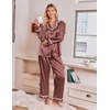 image:imageEkouaer Satin Pajamas for Women Set 2 Piece Silk Pjs Long Sleeve Lounge SetBrown