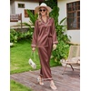 image:imageEkouaer Satin Pajamas for Women Set 2 Piece Silk Pjs Long Sleeve Lounge SetBrown