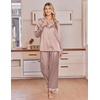 image:imageEkouaer Satin Pajamas for Women Set 2 Piece Silk Pjs Long Sleeve Lounge SetChampagne