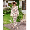 image:imageEkouaer Satin Pajamas for Women Set 2 Piece Silk Pjs Long Sleeve Lounge SetCream Christmas Pattern