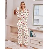 image:imageEkouaer Satin Pajamas for Women Set 2 Piece Silk Pjs Long Sleeve Lounge SetCream Christmas Pattern