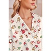 image:imageEkouaer Satin Pajamas for Women Set 2 Piece Silk Pjs Long Sleeve Lounge SetCream Christmas Pattern