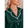 image:imageEkouaer Satin Pajamas for Women Set 2 Piece Silk Pjs Long Sleeve Lounge SetGreen