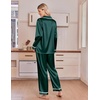 image:imageEkouaer Satin Pajamas for Women Set 2 Piece Silk Pjs Long Sleeve Lounge SetGreen