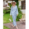 image:imageEkouaer Satin Pajamas for Women Set 2 Piece Silk Pjs Long Sleeve Lounge SetLight Blue