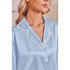 image:imageEkouaer Satin Pajamas for Women Set 2 Piece Silk Pjs Long Sleeve Lounge SetLight Blue