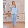 image:imageEkouaer Satin Pajamas for Women Set 2 Piece Silk Pjs Long Sleeve Lounge SetLight Blue