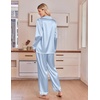 image:imageEkouaer Satin Pajamas for Women Set 2 Piece Silk Pjs Long Sleeve Lounge SetLight Blue