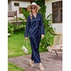 image:imageEkouaer Satin Pajamas for Women Set 2 Piece Silk Pjs Long Sleeve Lounge SetNavy Blue